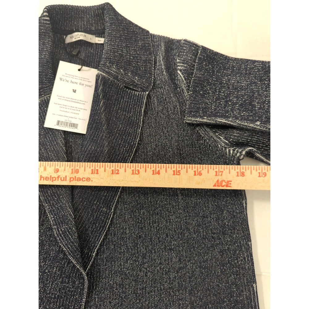 New MM LaFleur Jolie 1.0 Jardigan Ribbed Knit Sweater Jacket MM Navy/Ivory - Picture 8 of 11